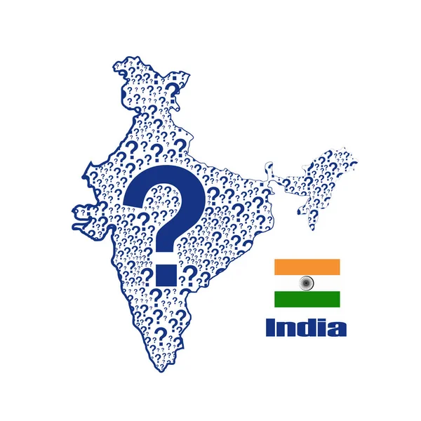 Флаг Индии Карте Вопросительного Знака — стоковый вектор