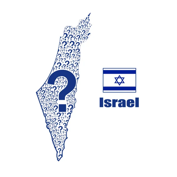 Israel Mapa Bandeira Feita Partir Ponto Interrogação — Vetor de Stock
