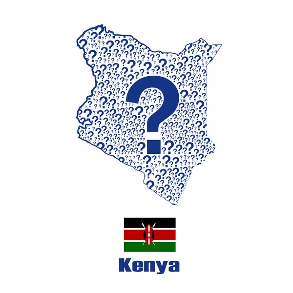 Kenya Térképének Kérdőjelből Készült Megjelölése — Stock Vector