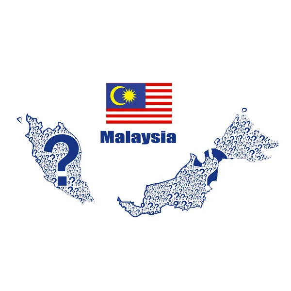 Bendera Peta Malaysia Yang Dibuat Dari Tanda Tanya - Stok Vektor