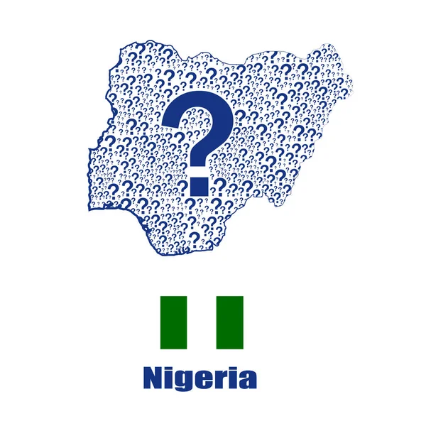 Nigeria Map Flag Made Question Mark — Stock Vector