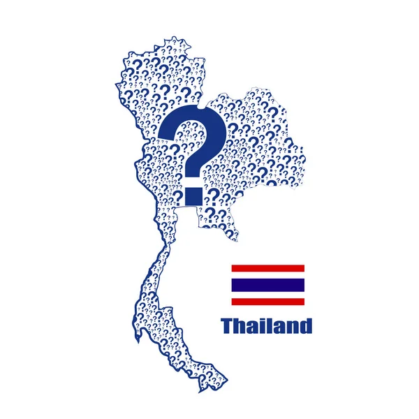 Thailandia Mappa Bandiera Fatta Punto Interrogativo — Vettoriale Stock