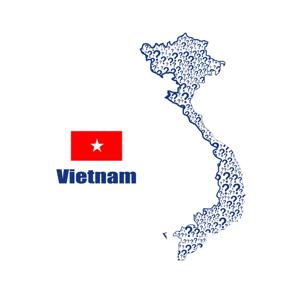Vietnam Mappa Bandiera Fatta Punto Interrogativo — Vettoriale Stock
