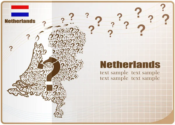 Bandeira Mapa Dos Países Baixos Feita Partir Ponto Interrogação — Vetor de Stock