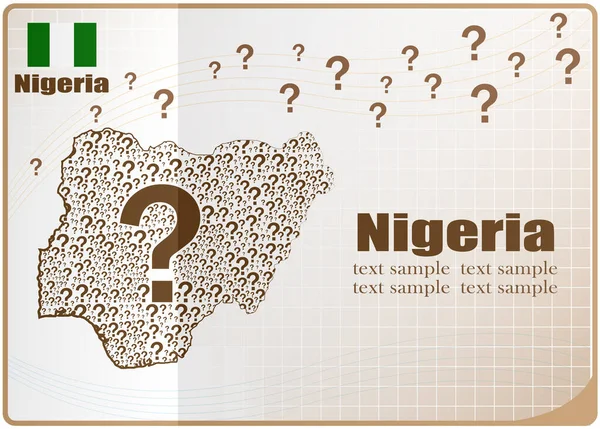 Nigeria Map Flag Made Question Mark — Stock Vector
