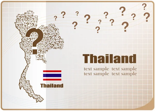 Flaga Mapy Tajlandii Wykonana Znaku Zapytania — Wektor stockowy