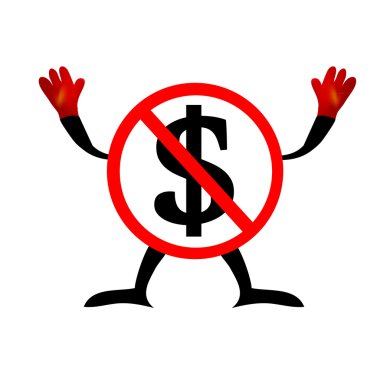 Hayır dolar simgesi imzala. YTL para birimi simgesi. Para etiket. Kırmızı