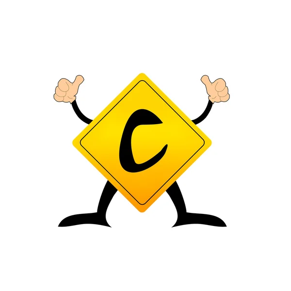 Yellow Label C letter — Stock Vector
