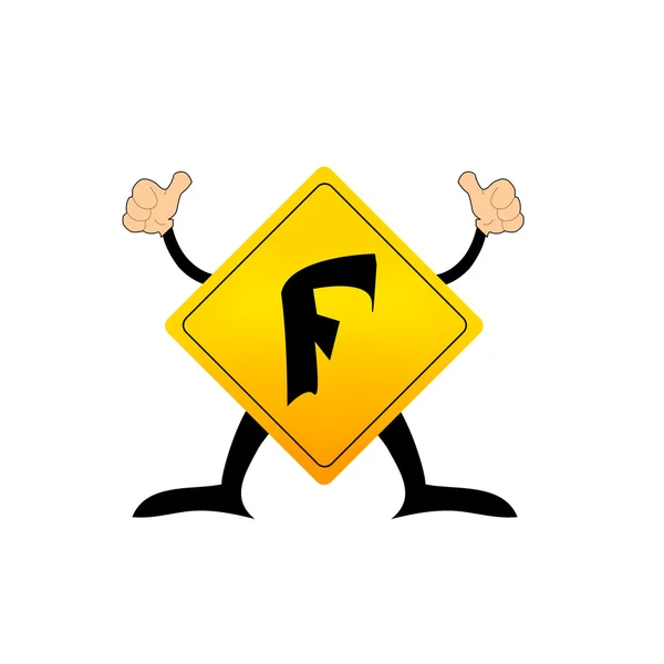 Żółte litery Label F — Wektor stockowy