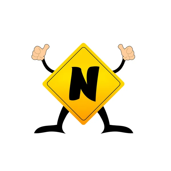 黄色のラベル N 文字 — ストックベクタ
