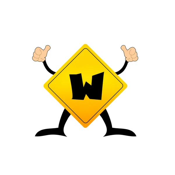 Sarı etiket W harfi — Stok Vektör