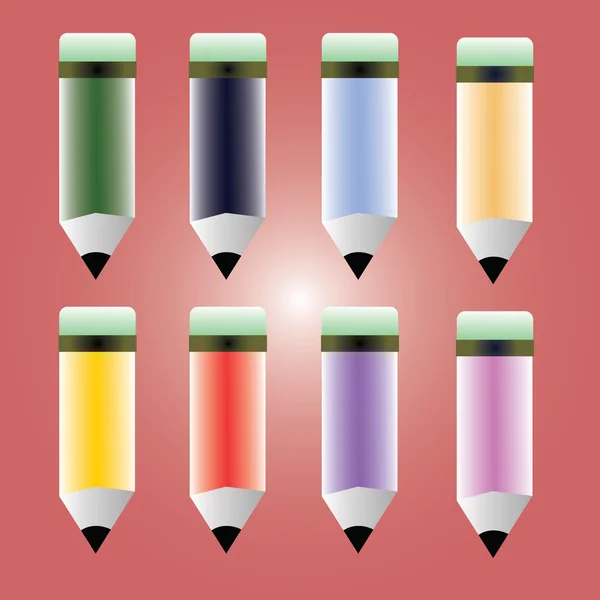 Φωτεινά πολύχρωμα μολύβια. Εικονίδια διάνυσμα — Διανυσματικό Αρχείο