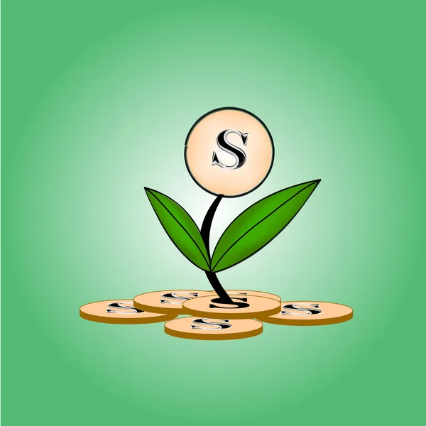 Growing money, vector illustration — Stock Vector