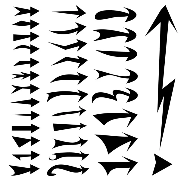 Прямыми стрелками набор значков, различные стили, края, кривая, острые и — стоковый вектор