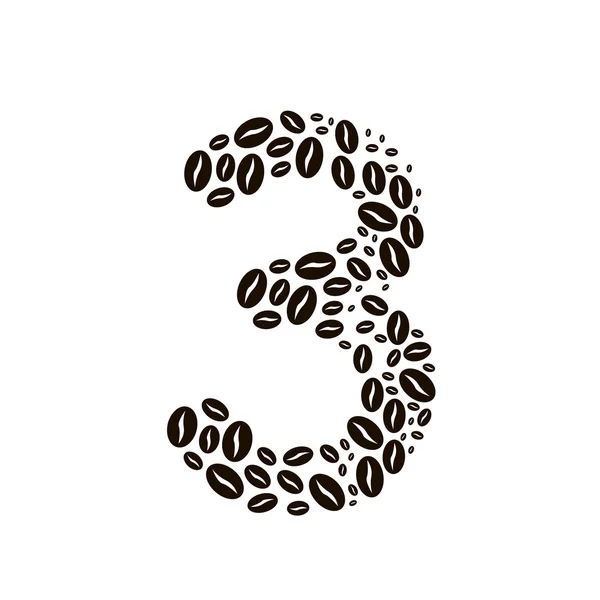 Number 3 made of coffee beans vector set — Stock Vector