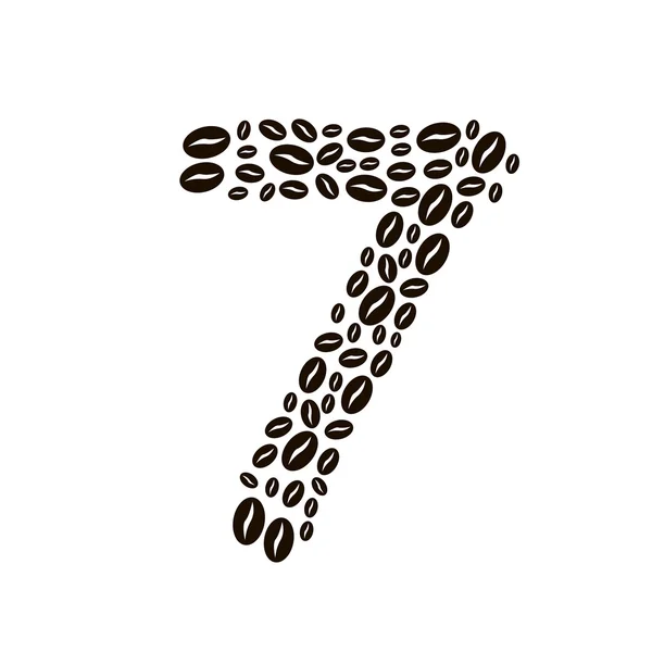 Number 7 made of coffee beans vector set — Stock Vector