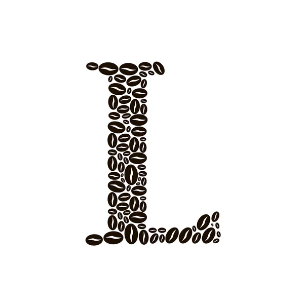 Letter L made of coffee beans vector set — Stock Vector