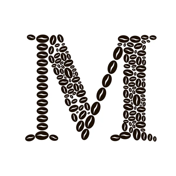 Letter M made of coffee beans vector set — Stock Vector