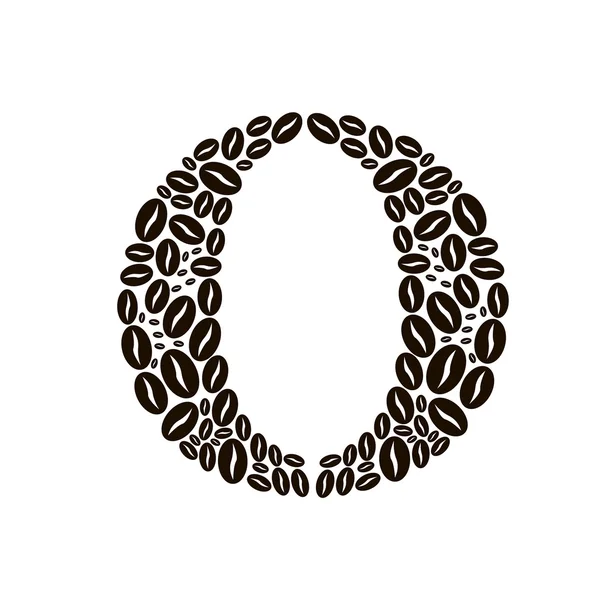 Letra O hecha de granos de café vector conjunto — Archivo Imágenes Vectoriales