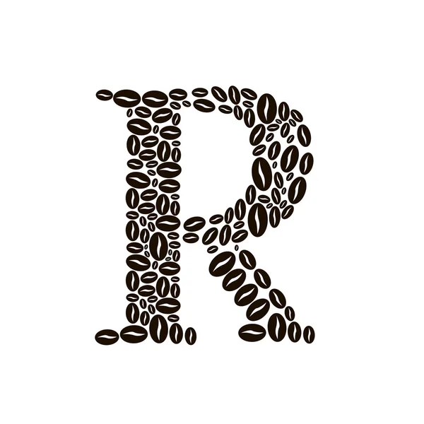 コーヒー豆のベクトルの R の文字を設定 — ストックベクタ