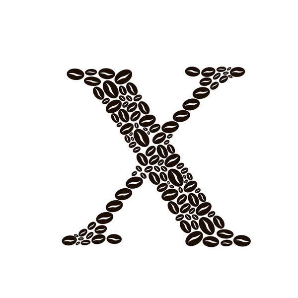 Buchstabe x aus Kaffeebohnen Vektor-Set — Stockvektor