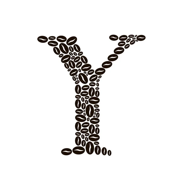 Letter Y made of coffee beans vector set — Stock Vector