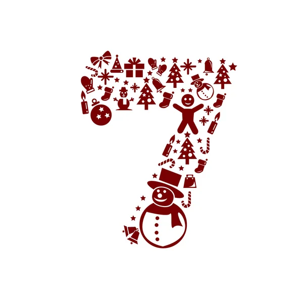 Christmas Number 7 on White Background — Stock Vector