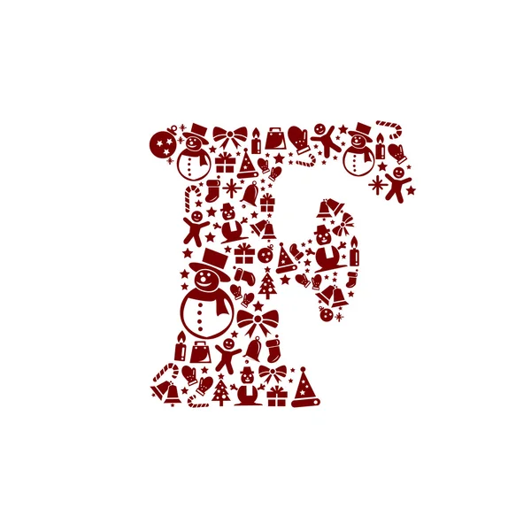 Alphabet de Noël F sur fond blanc — Image vectorielle