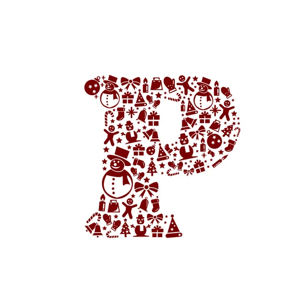 Alfabeto natalizio P su sfondo bianco — Vettoriale Stock