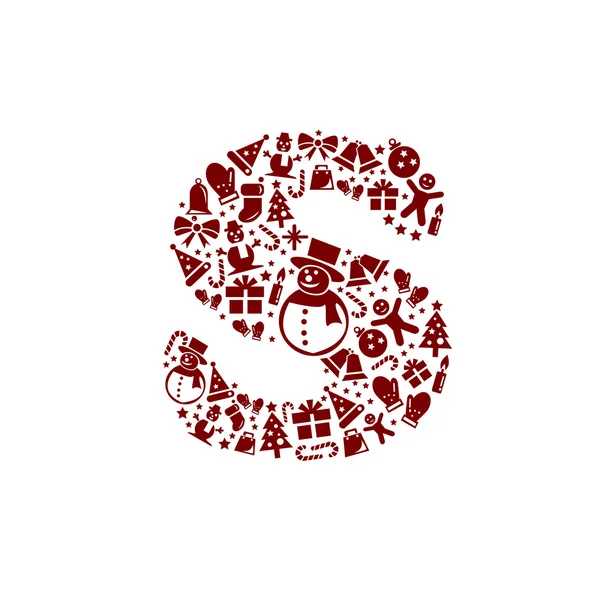 Alphabet de Noël S sur fond blanc — Image vectorielle