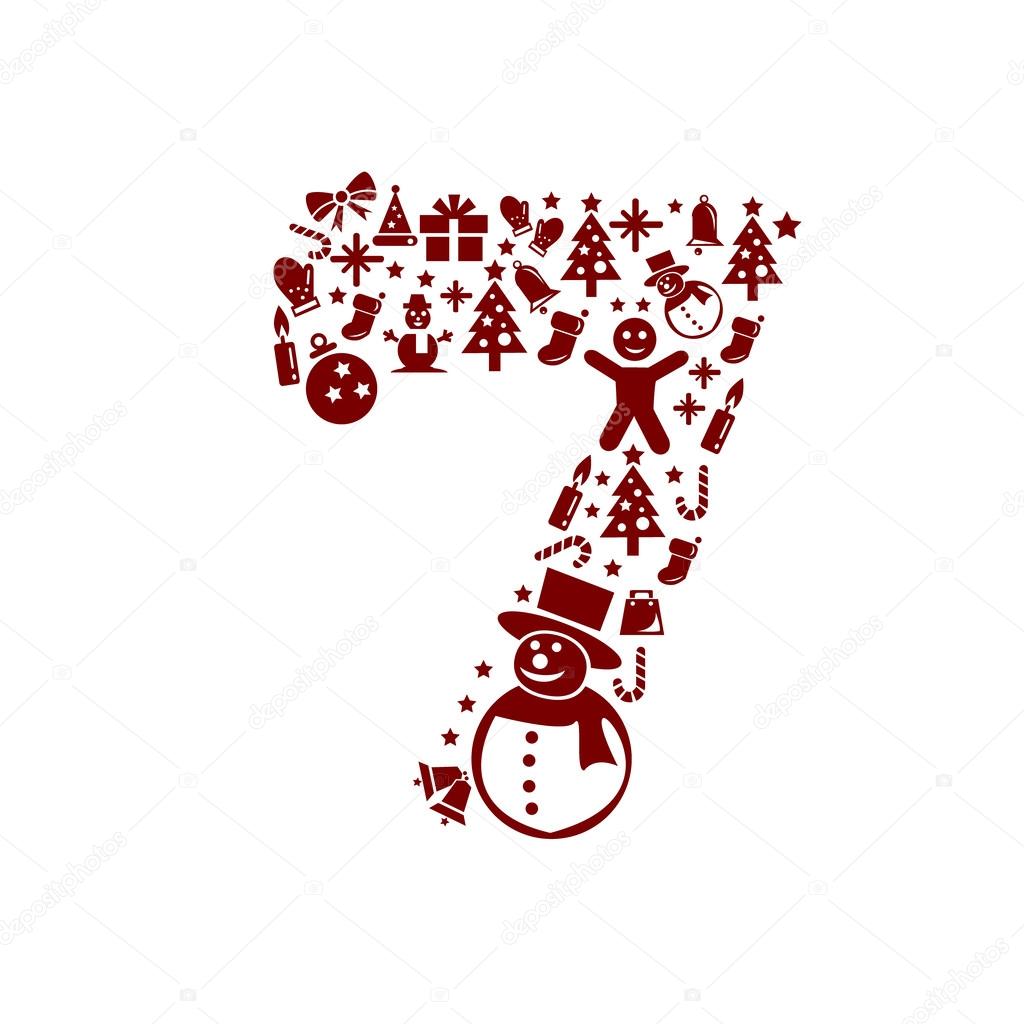 Download Christmas Number 7 on White Background — Stock Vector ...