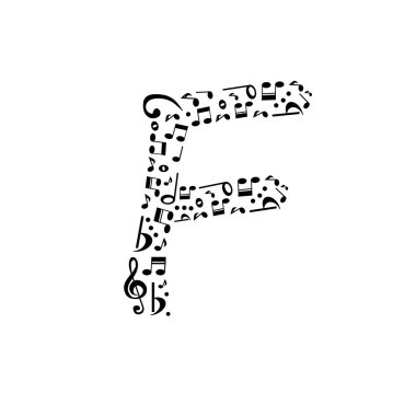 Soyut vektör alfabesi - müzik notları - alfabe se yapılan F