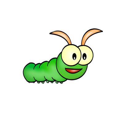 çizgi film solucan gülümseyen