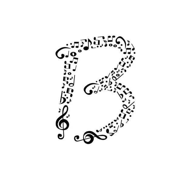 Alfabeto vetorial abstrato - B feito a partir de notas musicais - alfabeto se — Vetor de Stock