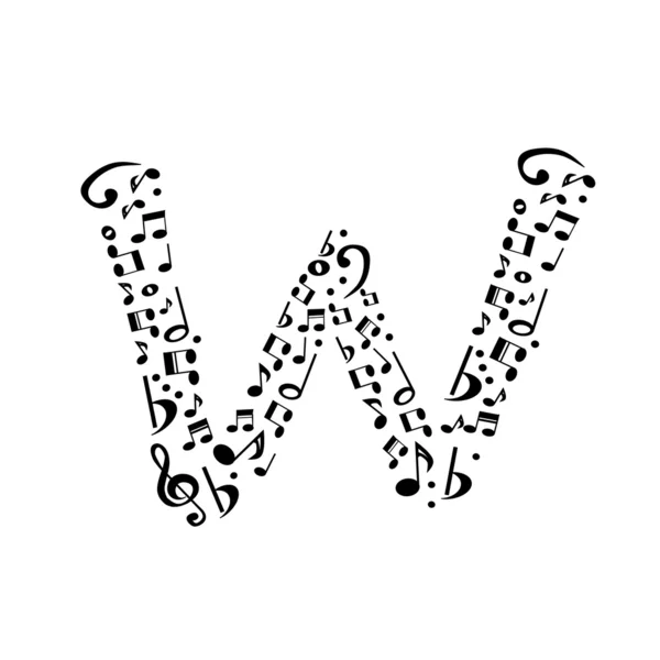 Abstrakt vektor alfabetet - W tillverkad av noter - alfabetet se — Stock vektor