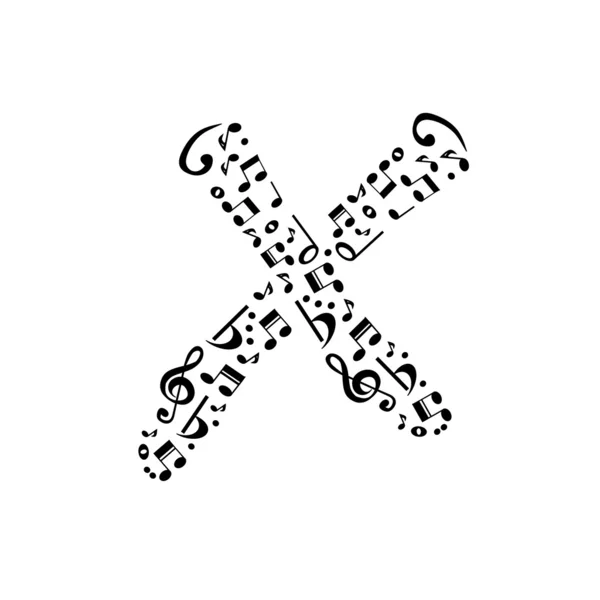 Абстрактный вектор - X, сделанный из музыкальных нот - Habet se — стоковый вектор