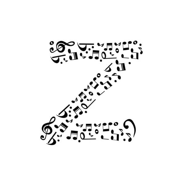 Abstract vector alphabet - Z made from music notes - alphabet se — Stock Vector