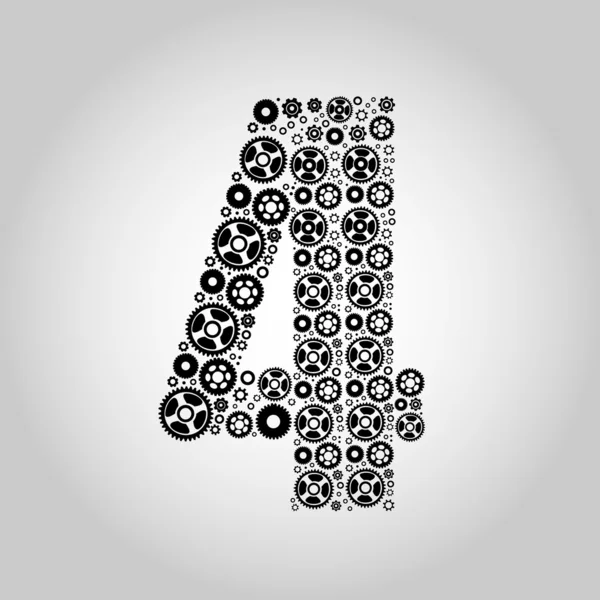 Alphabet - Gear-number 4 — Stock Vector