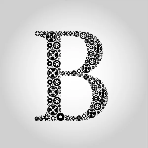 Dişli siluet alfabesi, B — Stok Vektör