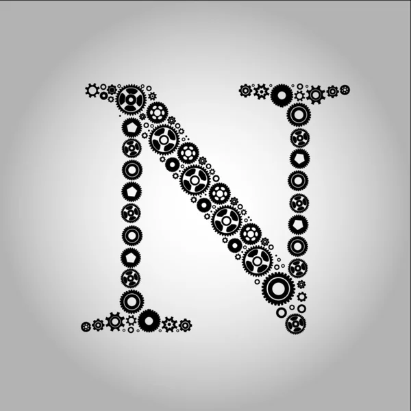 齿轮轮廓字母表 N — 图库矢量图片