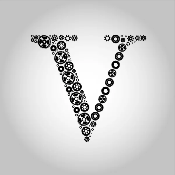 Gear Silhouette Alphabet , V — Stock Vector