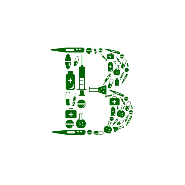 Brief b, alfabet van medicijnpillen — Stockvector