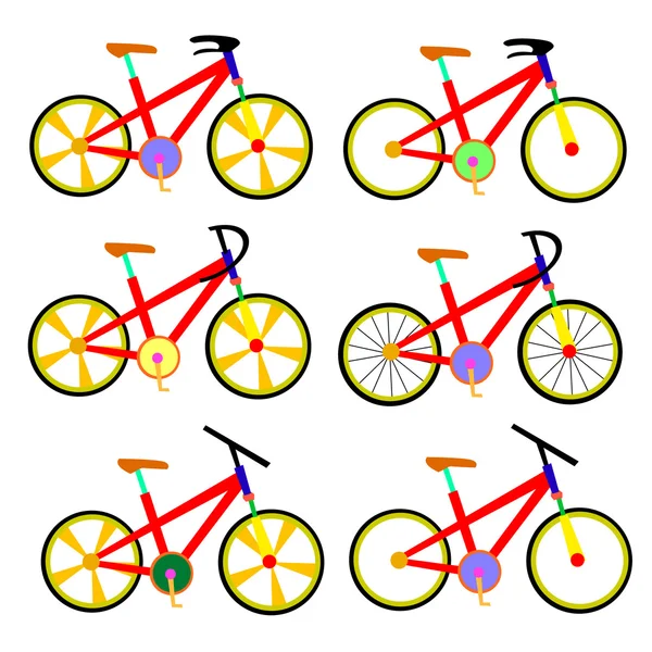 लाल इलस्ट्रेशन साइकिल, फ्लैट शैली — स्टॉक वेक्टर