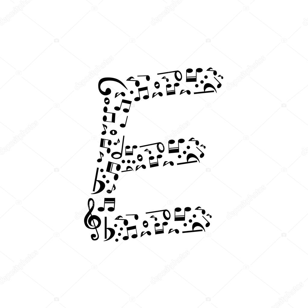 Abstract vector alphabet E made from music notes alphabet se Stock Vector Image by ©jakkarin