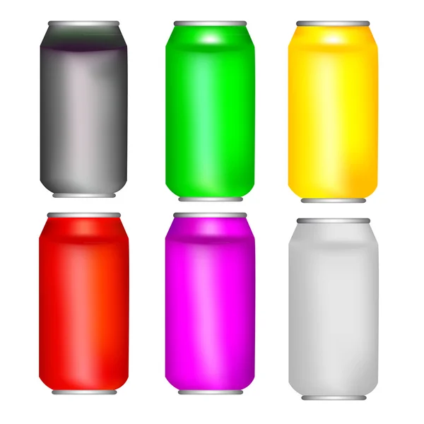 Modèle de boîtes en aluminium de différentes couleurs — Image vectorielle