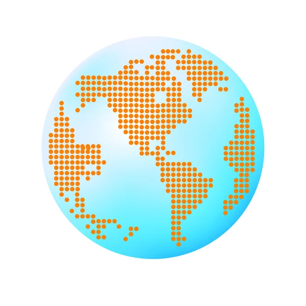 Mapa do mundo e ilustração vetorial do detalhe do globo — Vetor de Stock