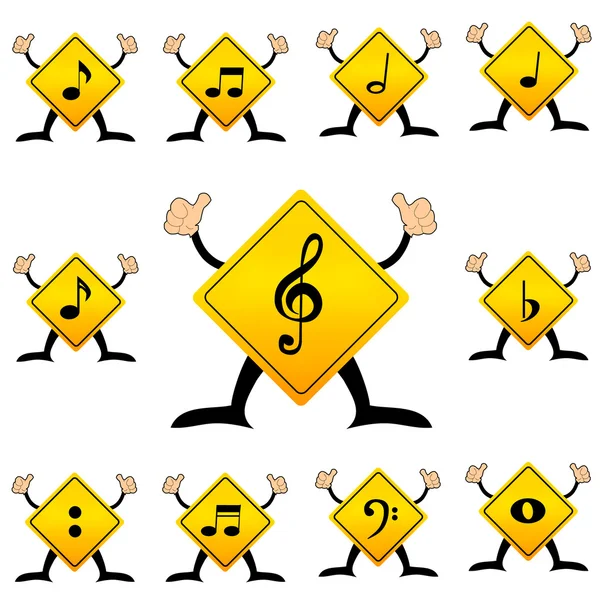 Κίτρινο κυκλοφορίας ετικέτας με εικονόγραμμα νότα μουσικής — Διανυσματικό Αρχείο