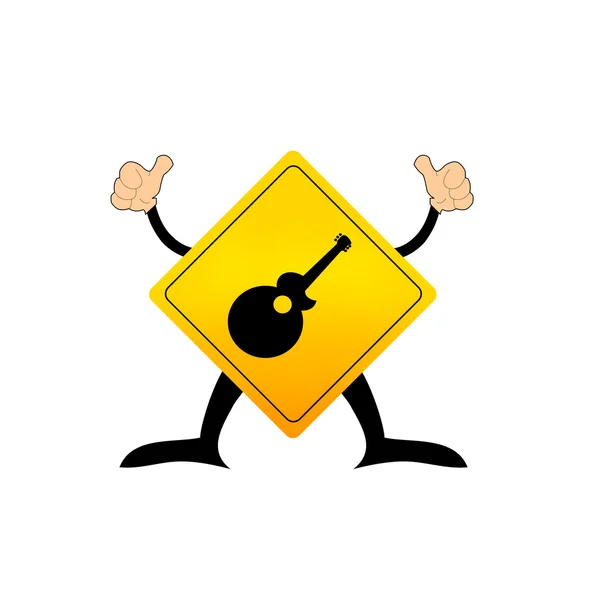 Traffic label with guitar — Stock Vector