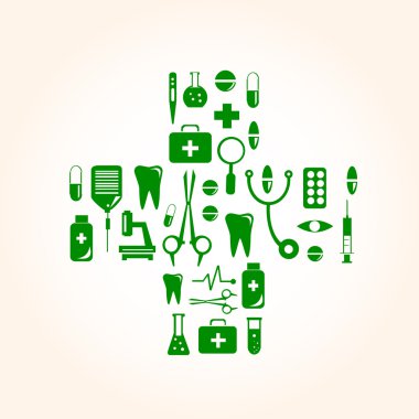 tasarımınız için tıbbi simgeleri ile çapraz şekil