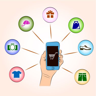Infographic kavramı internet, mobil s üzerinden ürün satın alma
